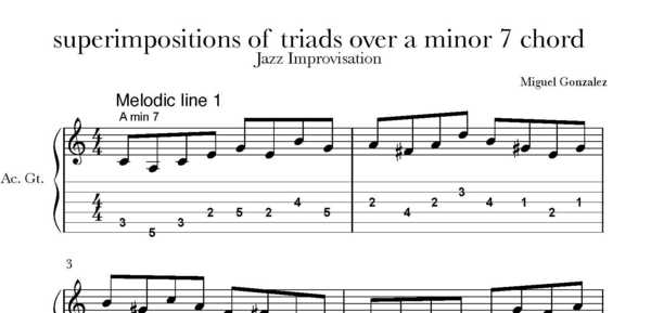 Product picture Superimposition of triads over a minor chord. Melodic line 1